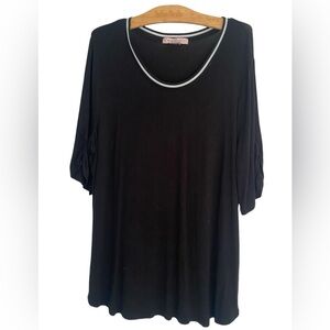 Chic Black Top with White Trim